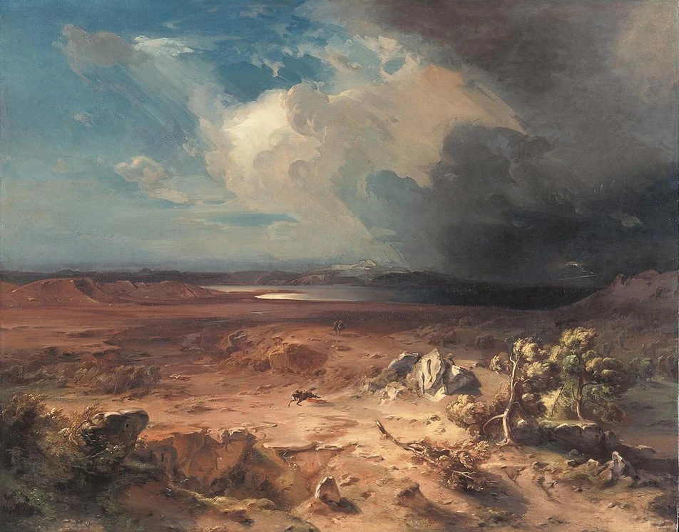 Paesaggio meridionale con un temporale in avvicinamento